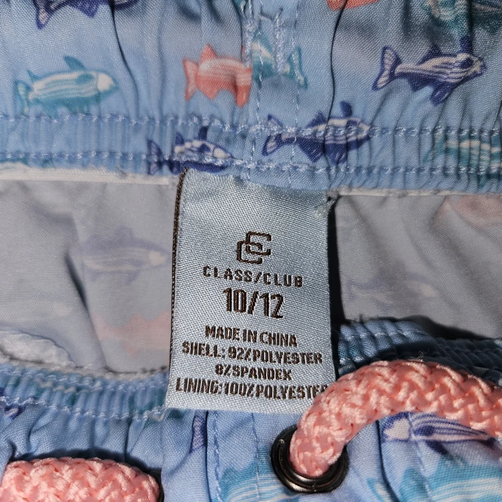 Dillards Class Club Boys Swim Blue Shark Sz 10/12